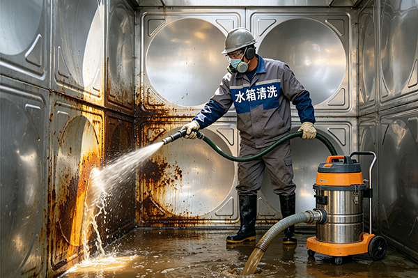 高压水枪清洗水箱操作